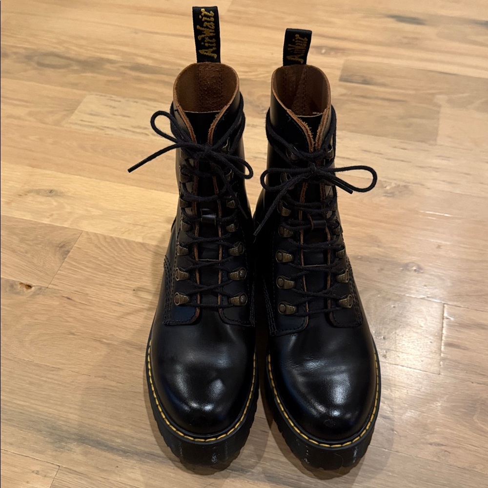 Dr. Martens Women's Leona Black Leather Platform Boot - Picture 4 of 13